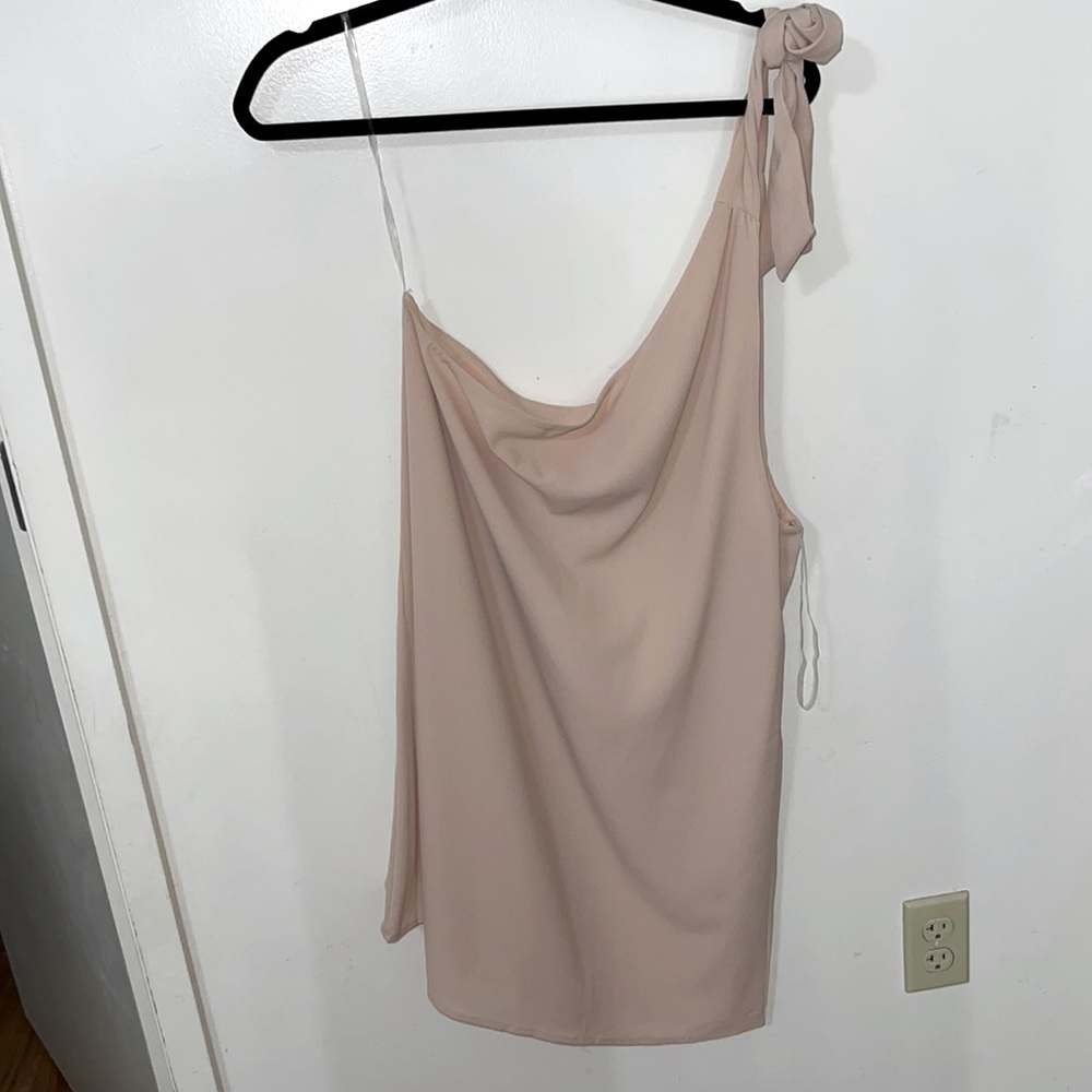 Pink lily light nudish one shoulder double lined